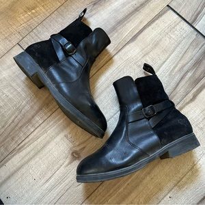 Black Leather & Suede Ankle Boots